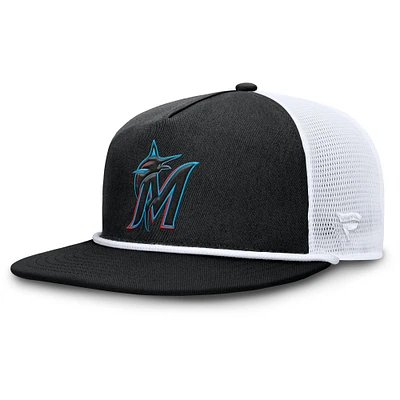 Casquette snapback Fanatics noire/blanche pour homme des Miami Marlins Clubhouse Change Up
