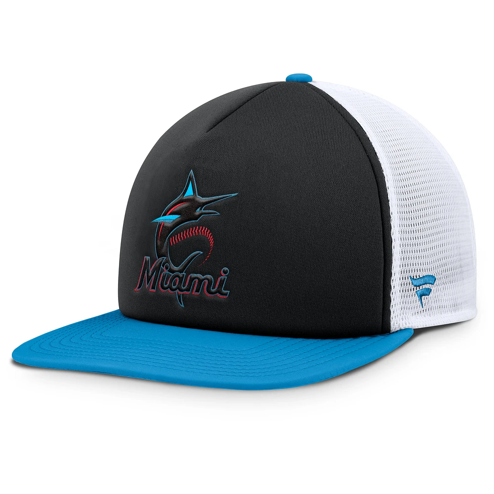 Casquette Snapback en mousse fondamentale Miami Marlins Fanatics noir/blanc pour hommes