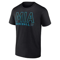 Ensemble de deux t-shirts combo Miami Marlins Fanatics noir/blanc pour hommes