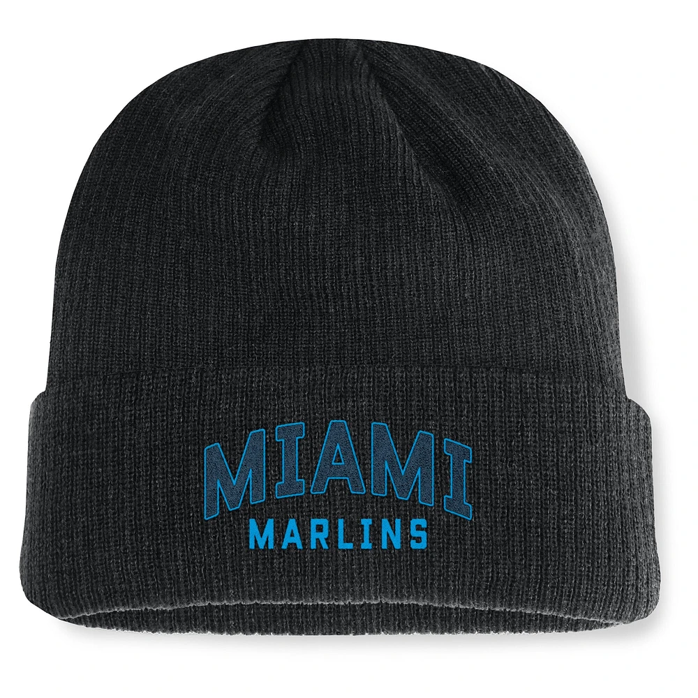 Bonnet en tricot à revers Andee des Miami Marlins Fanatics pour hommes, noir