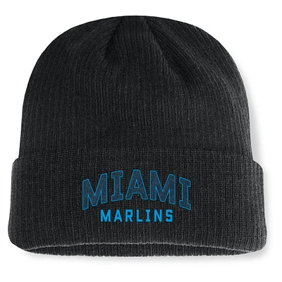 Bonnet en tricot à revers Andee des Miami Marlins Fanatics pour hommes, noir