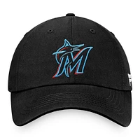 Casquette ajustable noire Miami Marlins Core Fanatics pour hommes