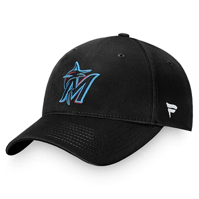 Casquette ajustable noire Miami Marlins Core Fanatics pour hommes