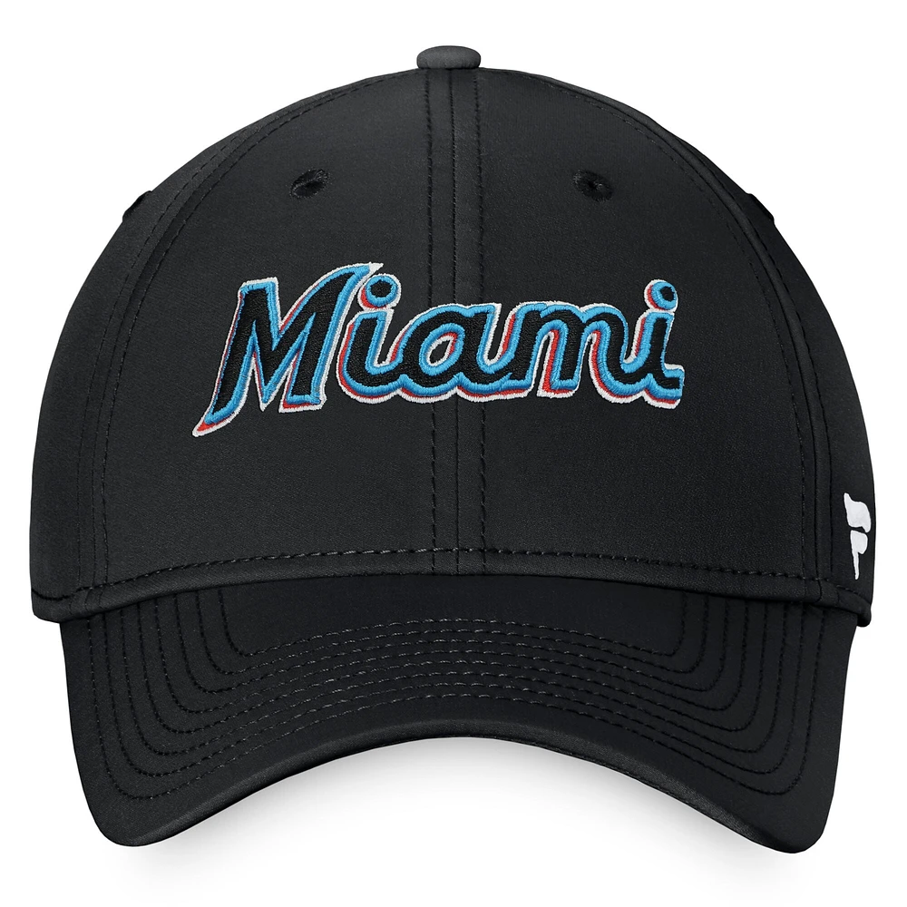 Casquette Fanatics noire Miami Marlins Core Flex pour hommes