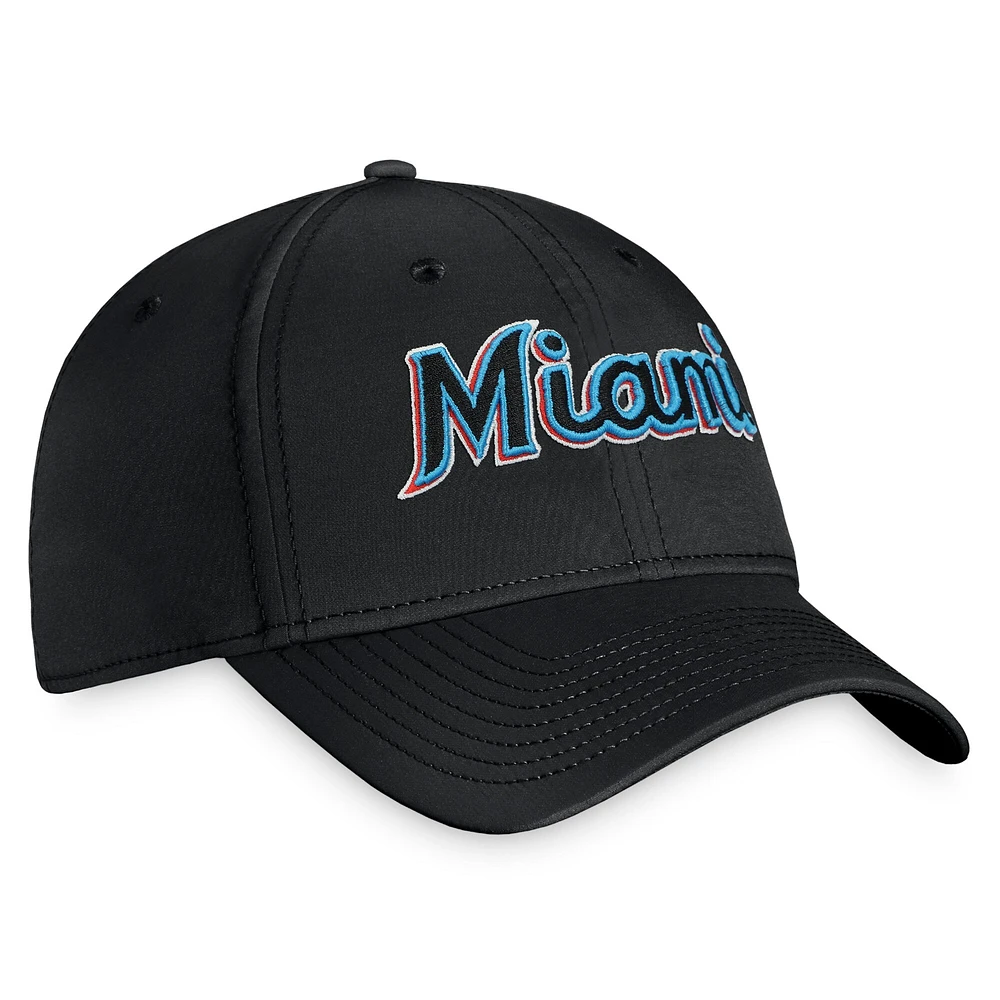 Casquette Fanatics noire Miami Marlins Core Flex pour hommes