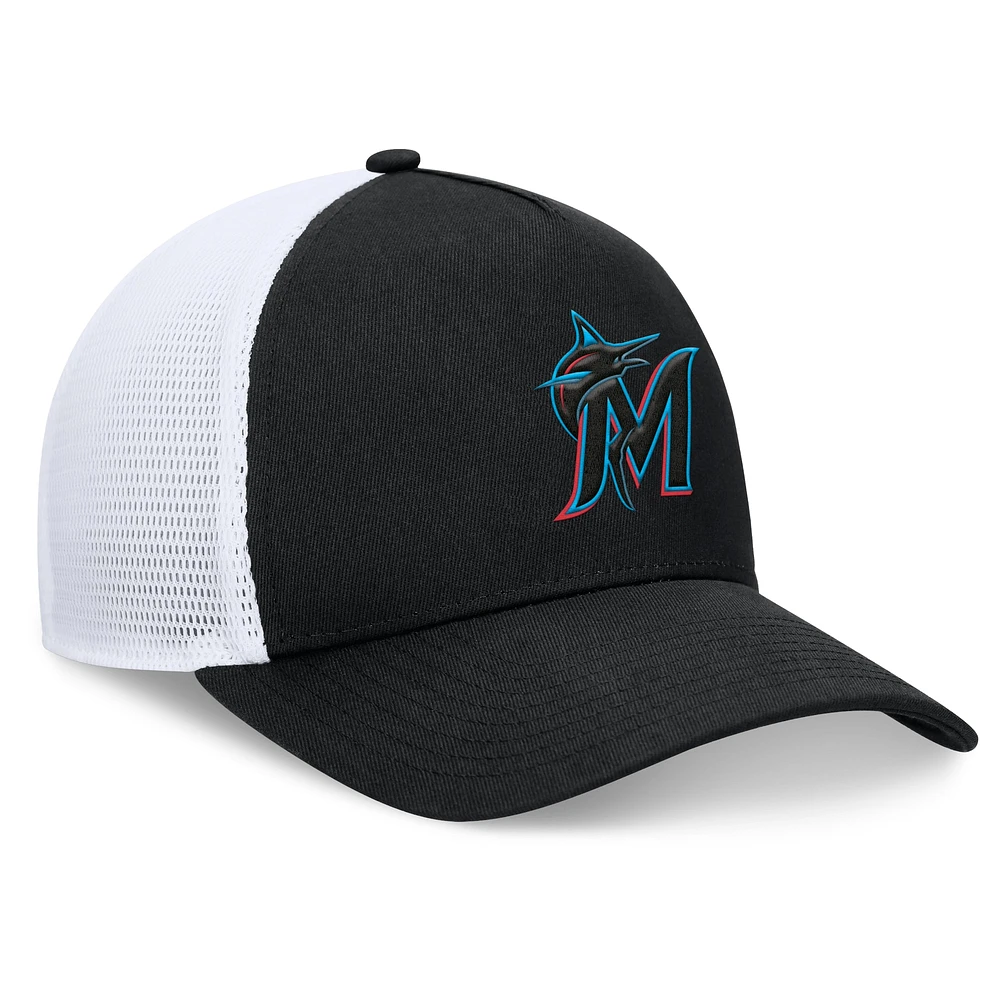 Casquette réglable noire Miami Marlins Fundamental A-Frame Fanatics pour hommes