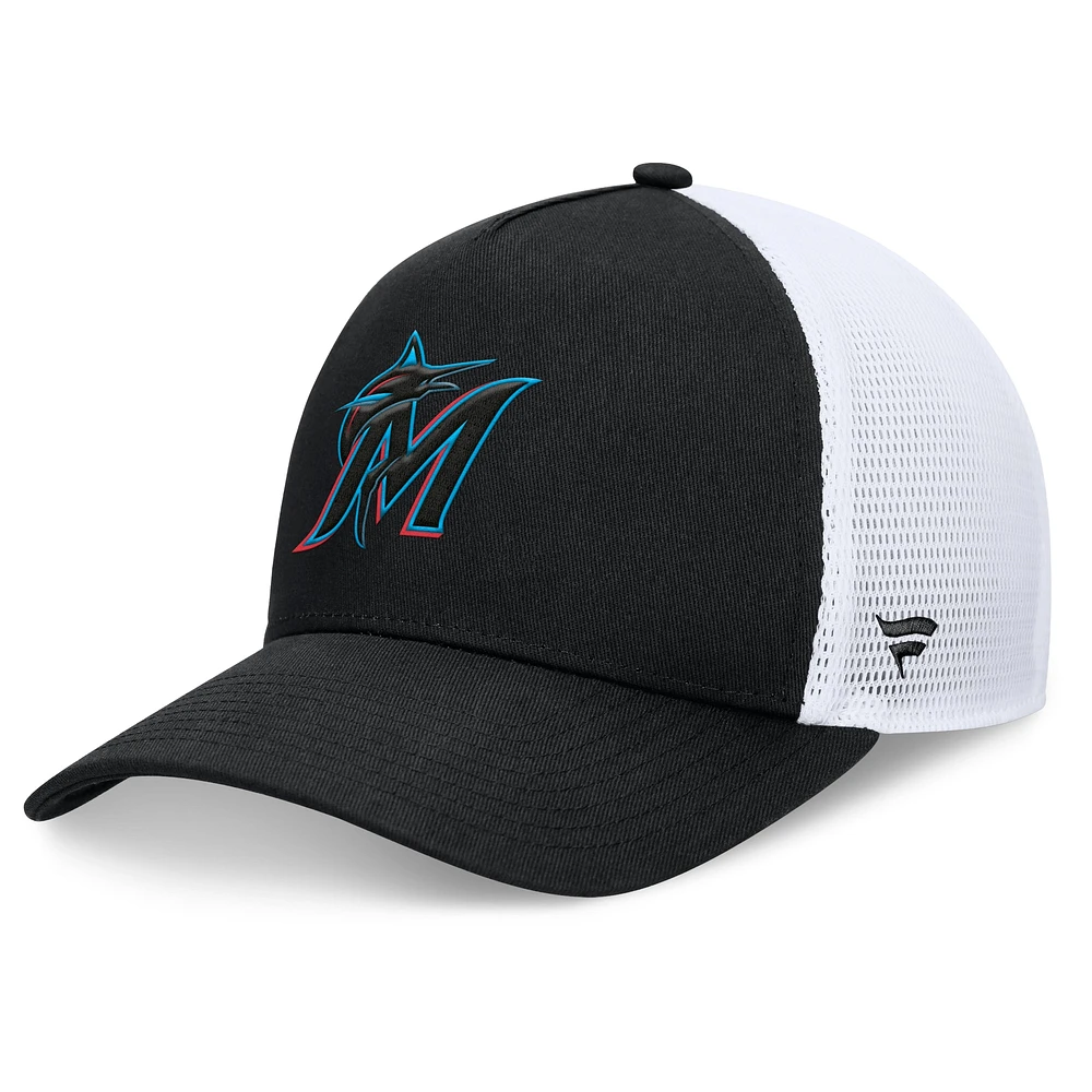 Casquette réglable noire Miami Marlins Fundamental A-Frame Fanatics pour hommes