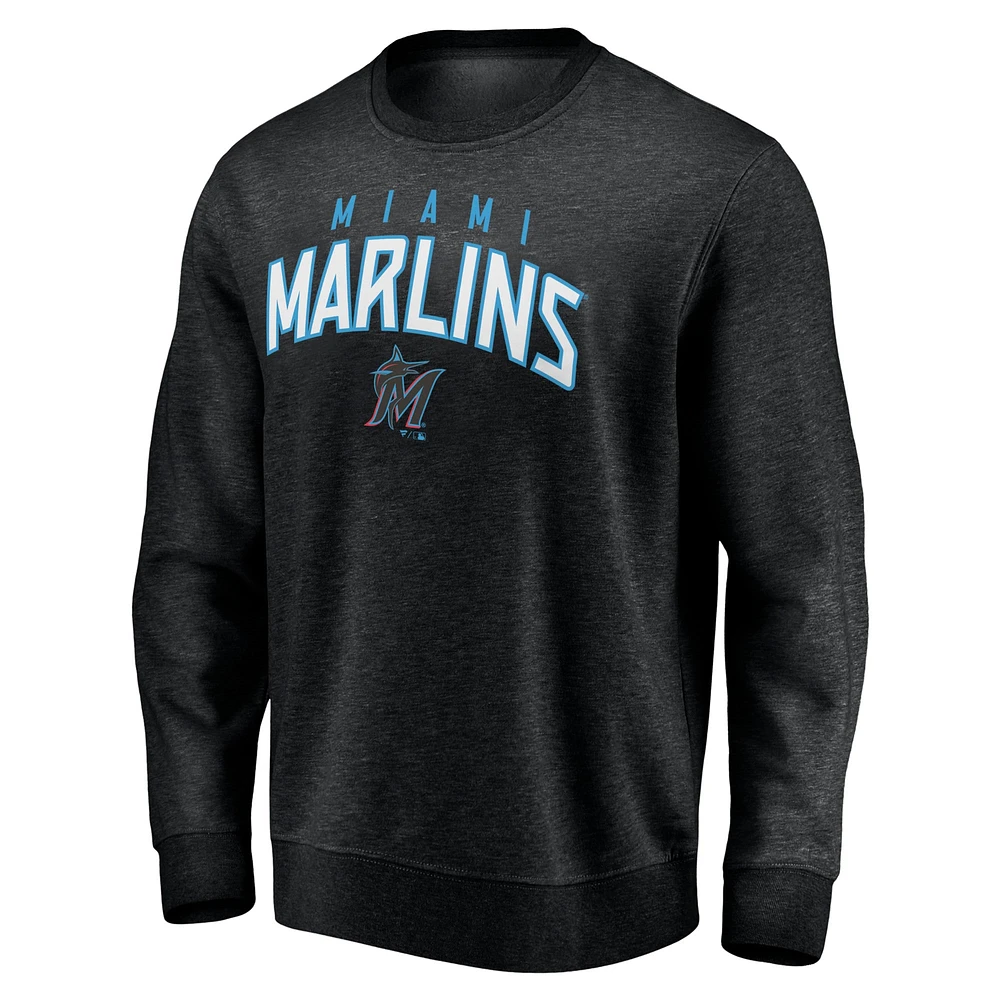 Sweat-shirt noir Fanatics pour hommes Miami Marlins Gametime Arch