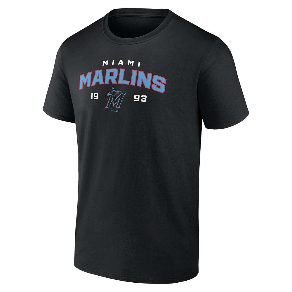 T-shirt noir fanatiques pour hommes Miami Marlins Rebel