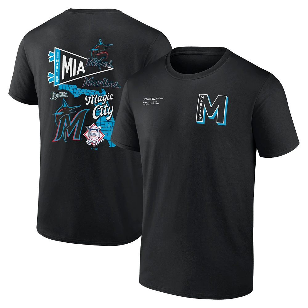 Men's Fanatics Black Miami Marlins Split Zone T-Shirt