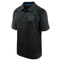 Men's Fanatics Black Miami Marlins Strong Alone Raglan Polo