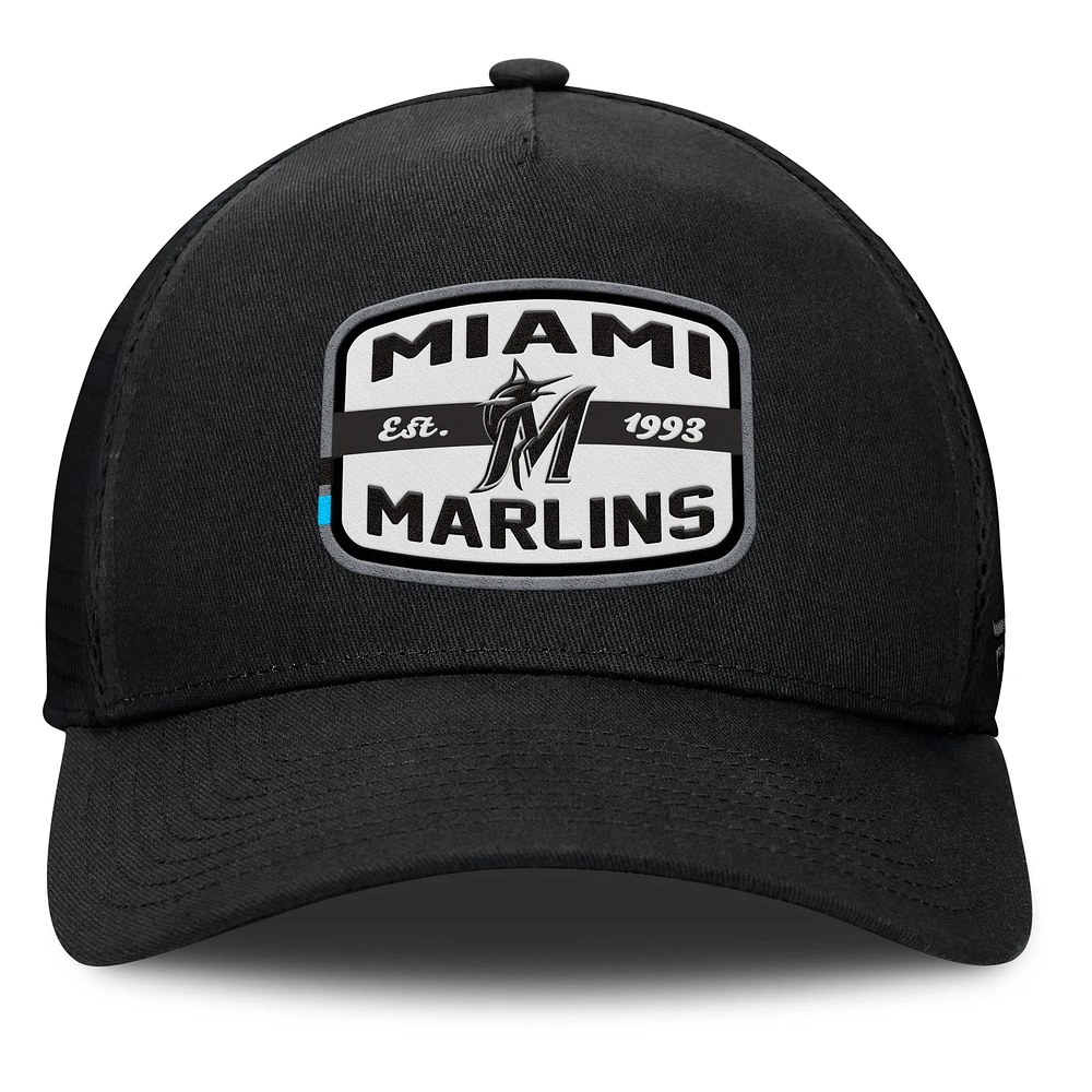 Casquette Snapback Miami Marlins Team Patch A-Frame Trucker noire Fanatics pour hommes