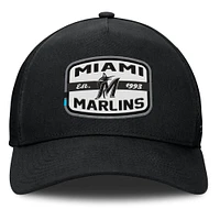 Men's Fanatics Black Miami Marlins Team Patch A-Frame Trucker Snapback Hat