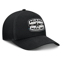 Men's Fanatics Black Miami Marlins Team Patch A-Frame Trucker Snapback Hat