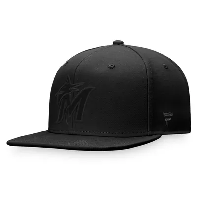 Miami Marlins Fanatics Branded Black on Black Snapback Hat