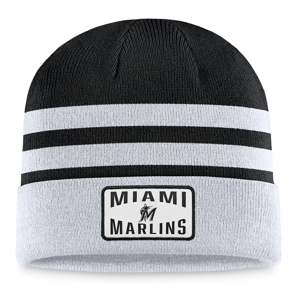 Bonnet en tricot à revers Miami Marlins Fanatics gris pour hommes