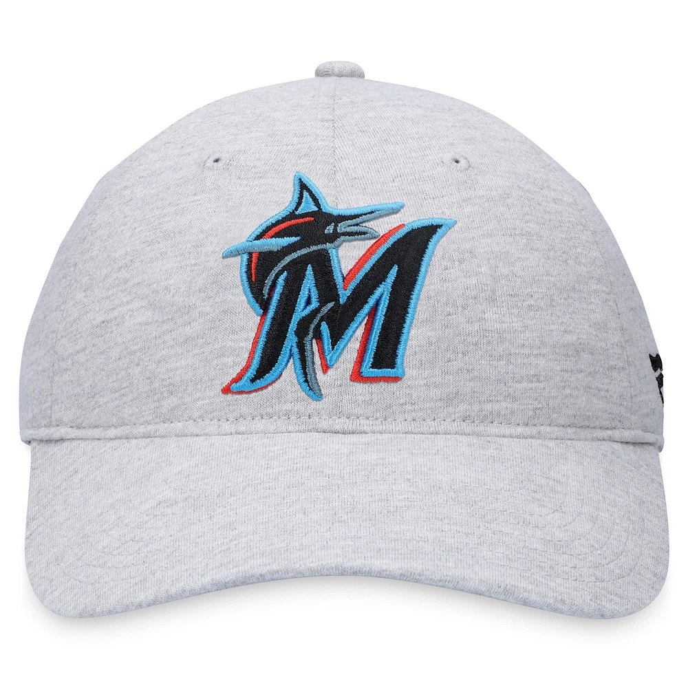 Casquette réglable avec logo Miami Marlins Fanatics gris chiné pour hommes