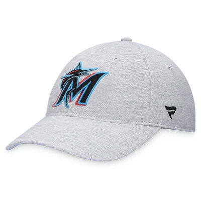 Men's Fanatics Heather Gray Miami Marlins Logo Adjustable Hat