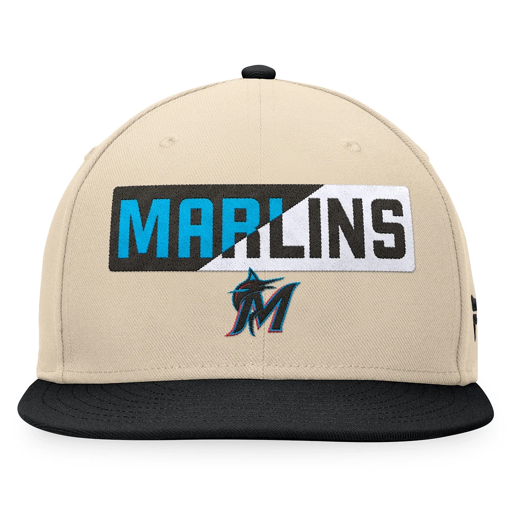 Men's Fanatics Khaki/Black Miami Marlins Cycle Snapback Hat