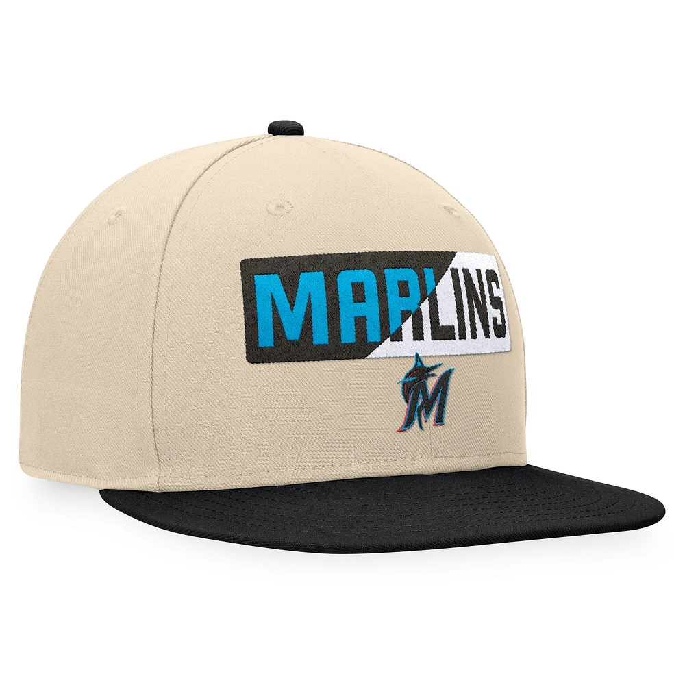 Casquette Snapback Miami Marlins Cycle Fanatics kaki/noir pour hommes