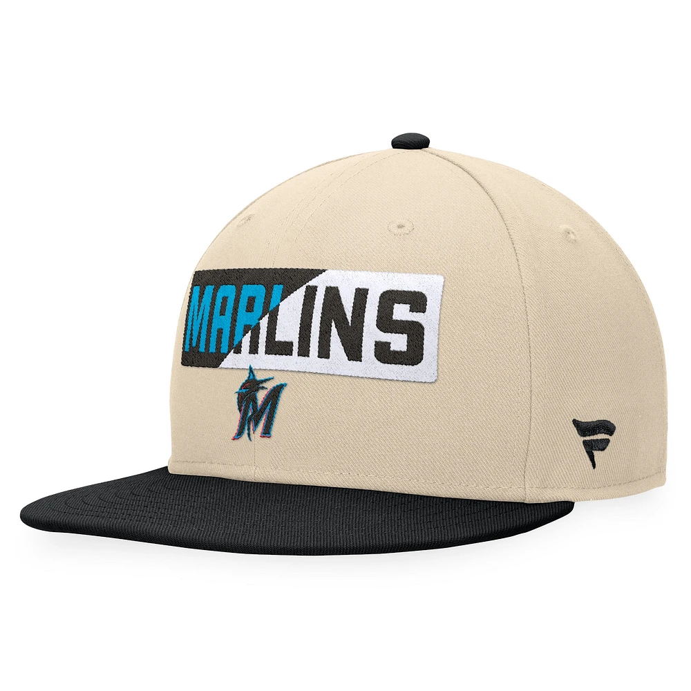 Casquette Snapback Miami Marlins Cycle Fanatics kaki/noir pour hommes