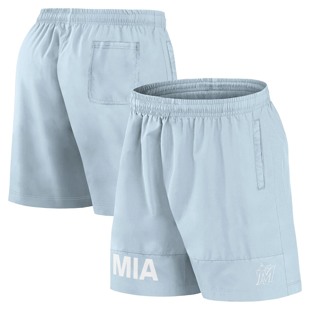 Short de bain Fanatics bleu clair pour homme Miami Marlins Elements