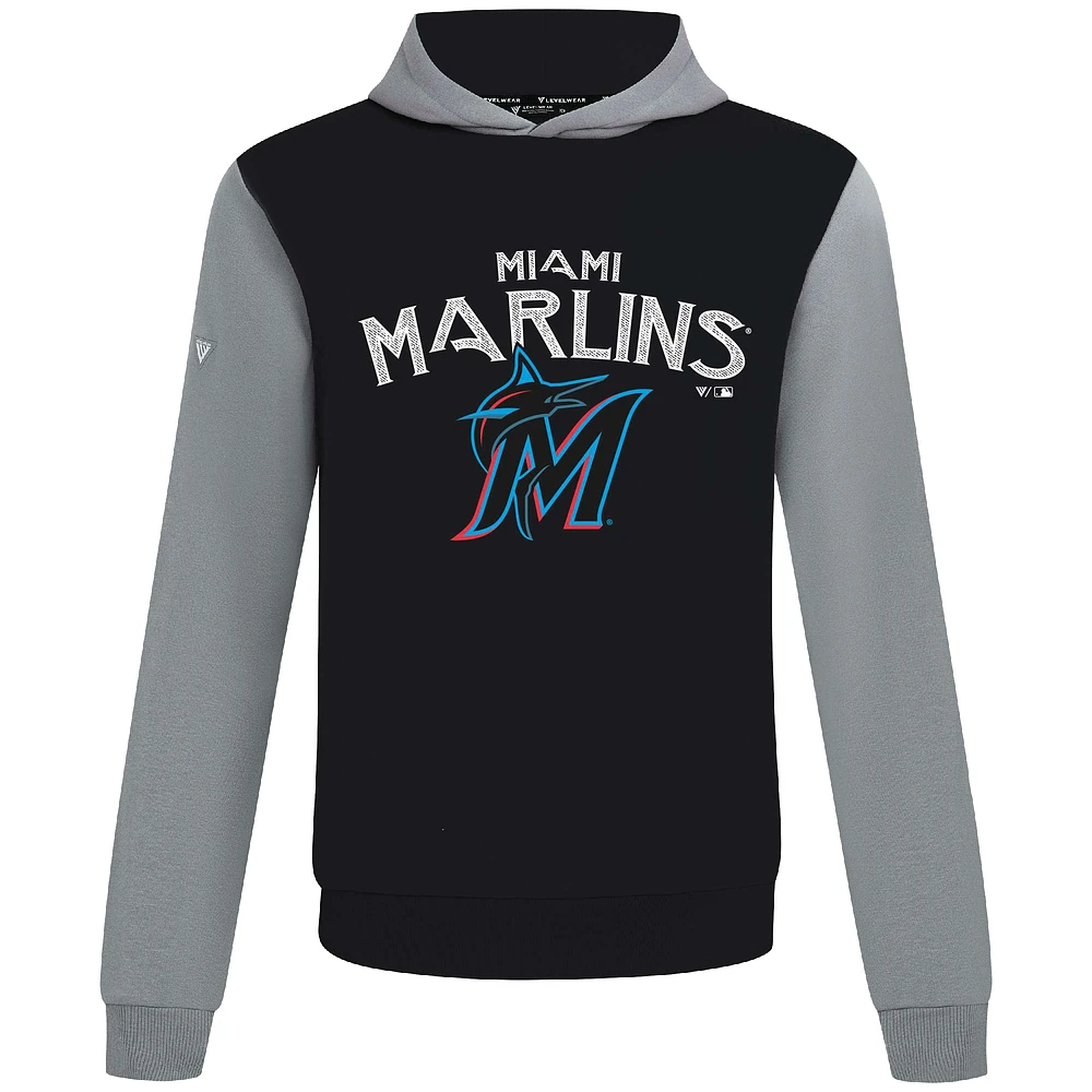 Men's Levelwear Black Miami Marlins Accolade Ultimate Mission Pullover Hoodie