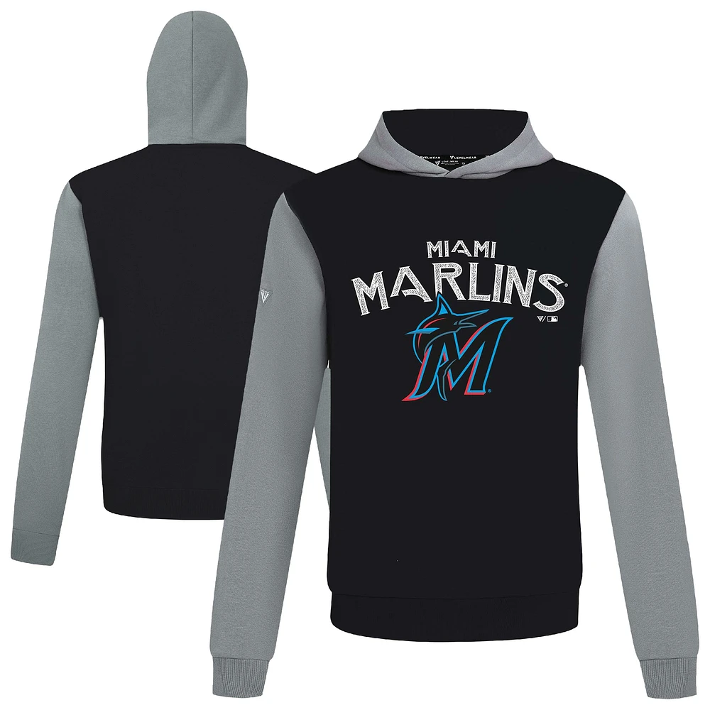Men's Levelwear Black Miami Marlins Accolade Ultimate Mission Pullover Hoodie