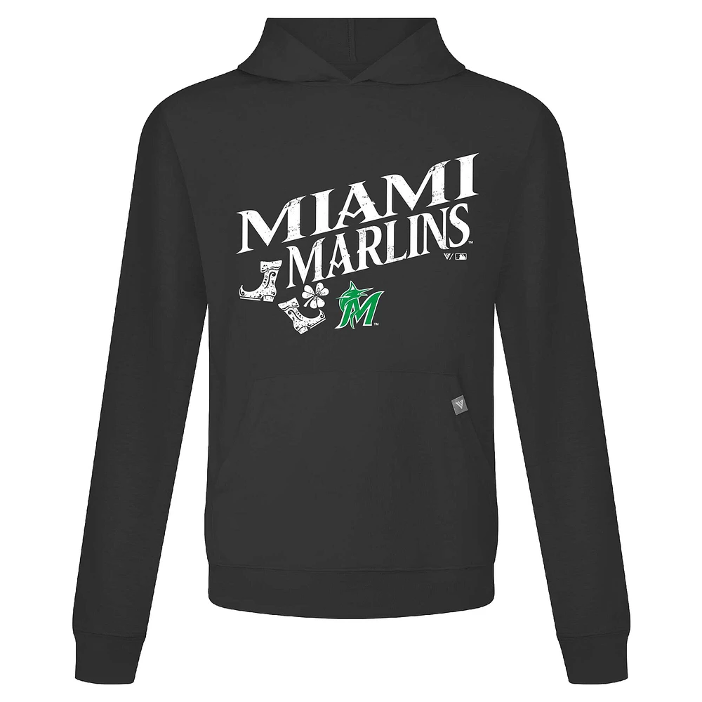Sweat à capuche noir pour homme Miami Marlins St. Patrick's Day Relay Boots Levelwear
