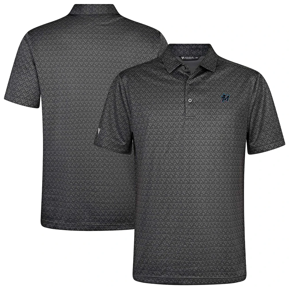 Polo System Insignia 2.0 anthracite pour homme de Levelwear des Miami Marlins