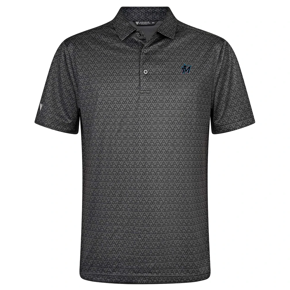 Polo System Insignia 2.0 anthracite pour homme de Levelwear des Miami Marlins