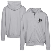 Men's Levelwear  Gray Miami Marlins Oversized Uphill Digital Camo Full-Zip Hoodie