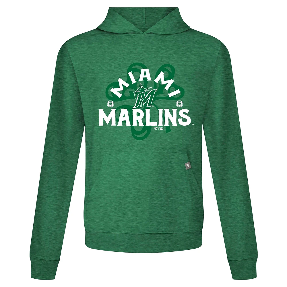 Men's Levelwear Green Miami Marlins St. Patrick's Day Relay Shamrock Pullover Hoodie