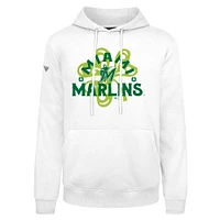 Men's Levelwear  White Miami Marlins St. Patrick's Day Podium Shamrock Pullover Hoodie