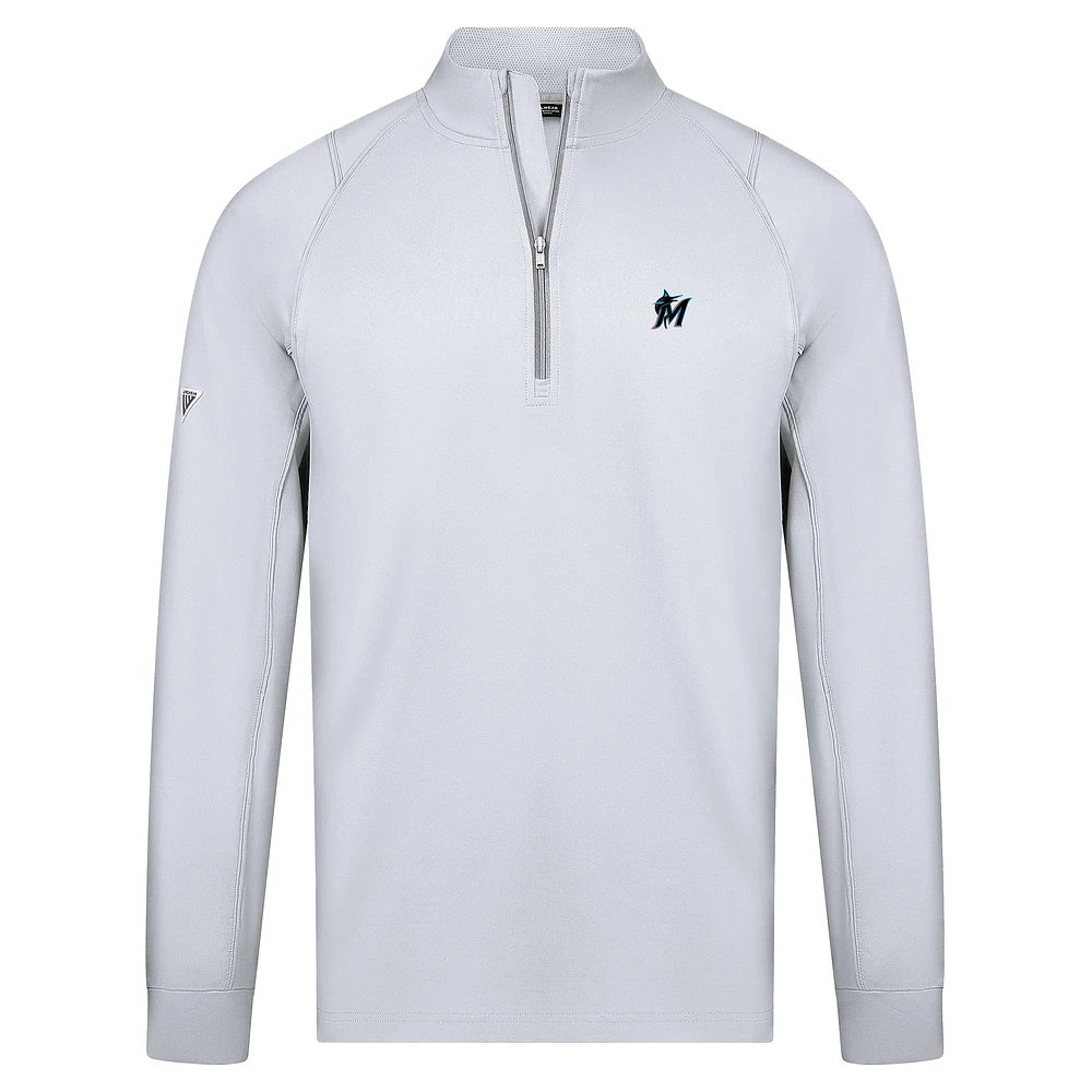 Men's Levelwear White Miami Marlins Theory Insignia 2.0 Quarter-Zip Pullover Top