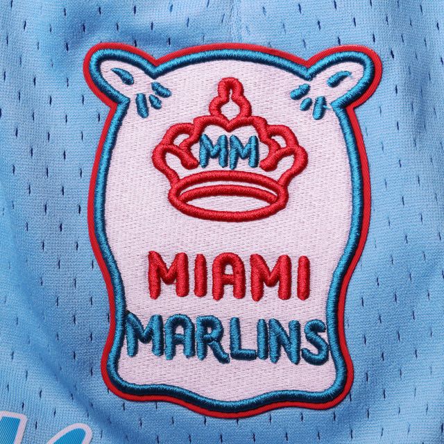 Short en maille pour homme bleu clair Miami Marlins City Edition