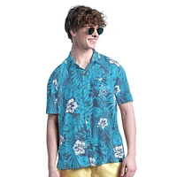 Men's Margaritaville Navy Miami Marlins Palm Shade Party Button-Up Shirt