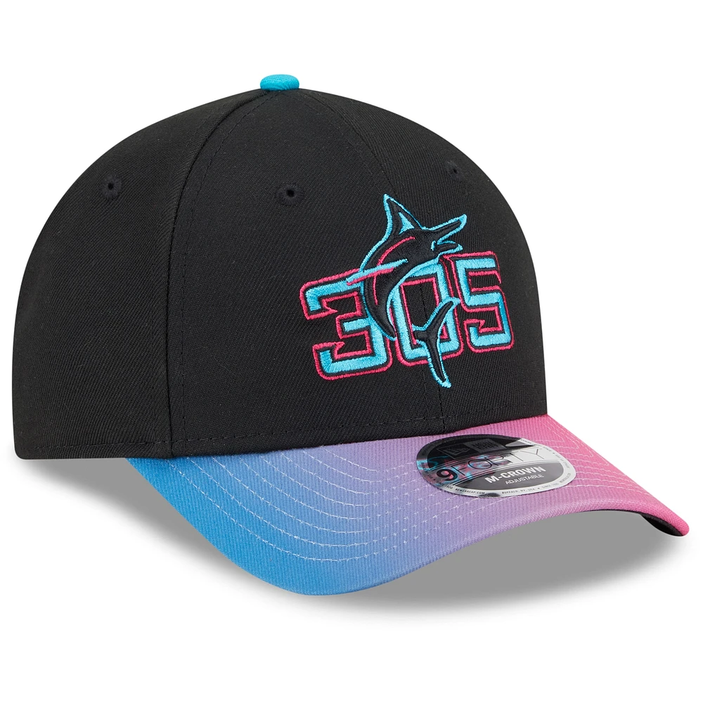 Men's New Era Black/Pink Miami Marlins 2025 City Connect 9FORTY M-Crown Adjustable Hat