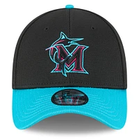 Men's New Era Black/Teal Miami Marlins 2025 City Connect Batting Practice 39THIRTY Flex Hat
