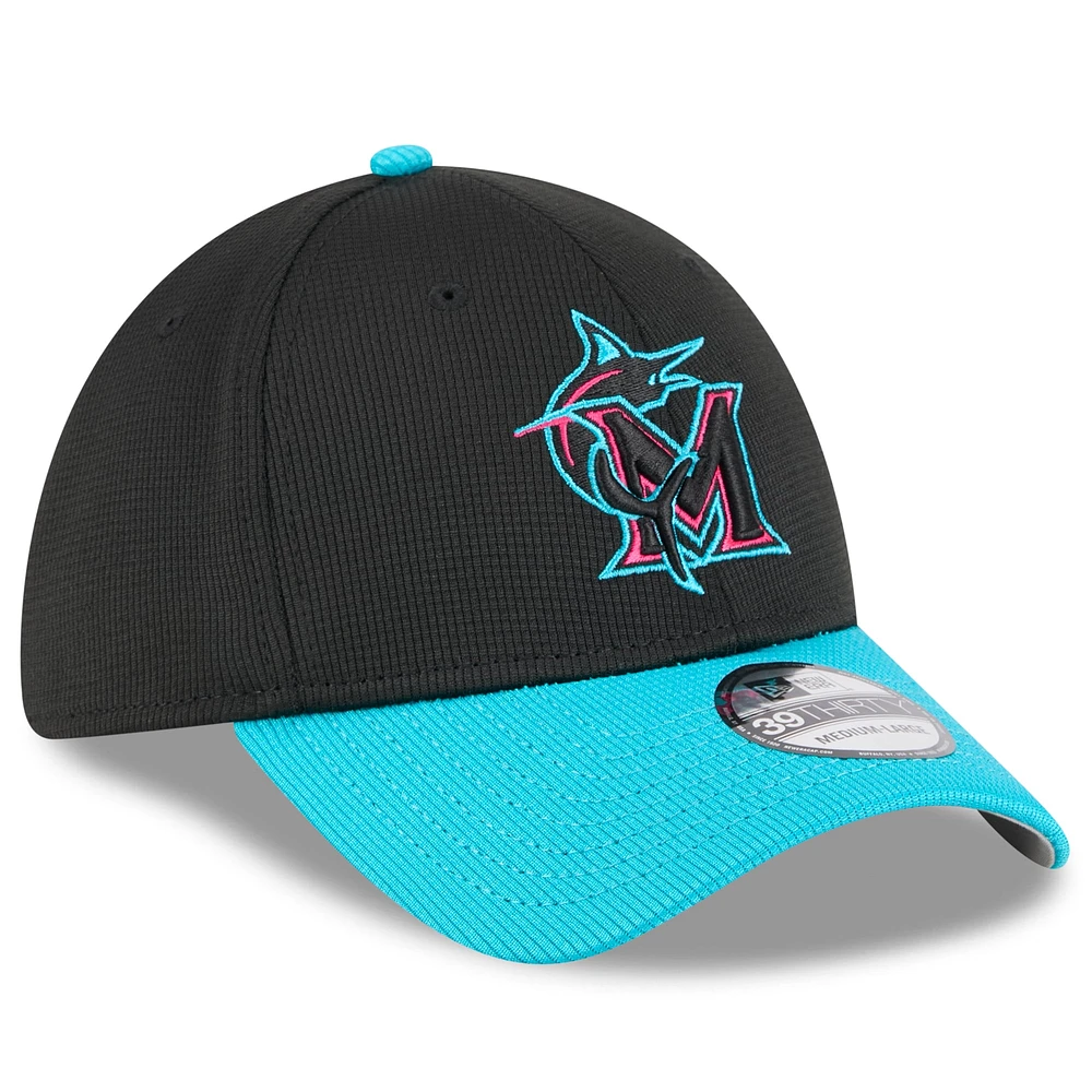 Men's New Era Black/Teal Miami Marlins 2025 City Connect Batting Practice 39THIRTY Flex Hat