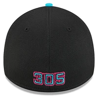 Men's New Era Black/Teal Miami Marlins 2025 City Connect Batting Practice 39THIRTY Flex Hat