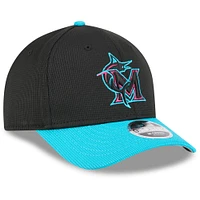 Casquette ajustable 9FORTY M-Crown City Connect 2025 des Marlins de Miami pour homme, modèle New Era noir/bleu sarcelle