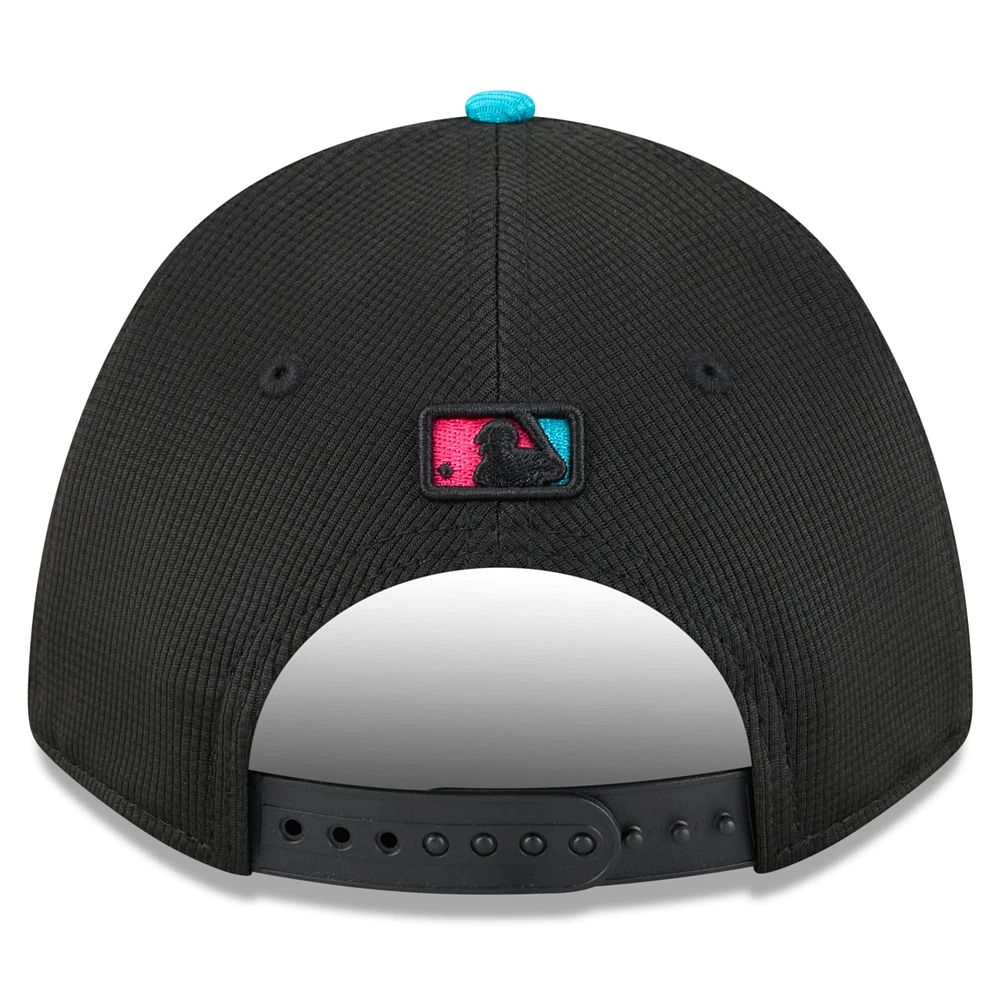 Casquette ajustable 9FORTY M-Crown City Connect 2025 des Marlins de Miami pour homme, modèle New Era noir/bleu sarcelle