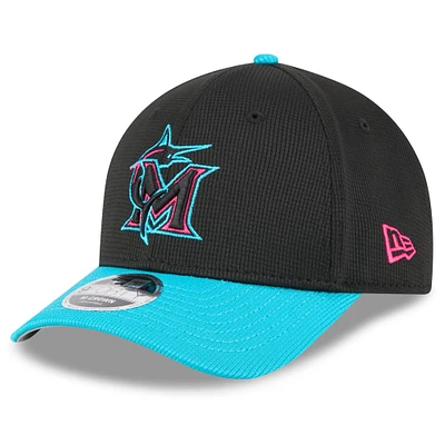 Casquette ajustable 9FORTY M-Crown City Connect 2025 des Marlins de Miami pour homme, modèle New Era noir/bleu sarcelle