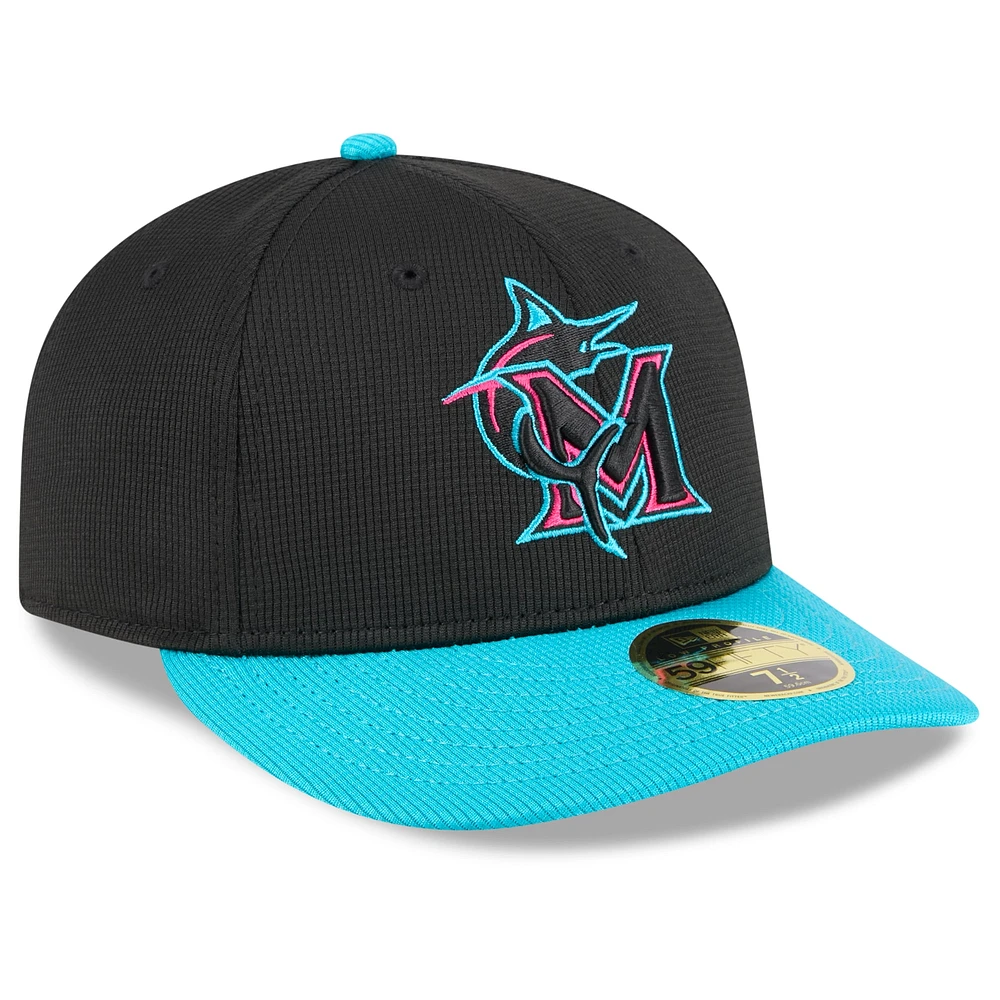 Men's New Era Black/Teal Miami Marlins 2025 City Connect Batting Practice Low Profile 59FIFTY Fitted Hat