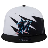 Men's New Era Black/White Miami Marlins Jagged 9FIFTY Snapback Hat