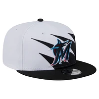 Men's New Era Black/White Miami Marlins Jagged 9FIFTY Snapback Hat