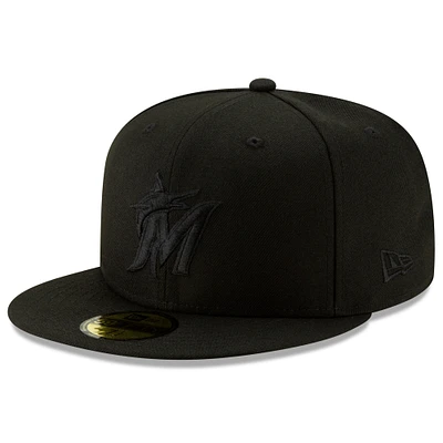 Men's New Era Black Miami Marlins 2019 Black-on-Black 59FIFTY Fitted Hat