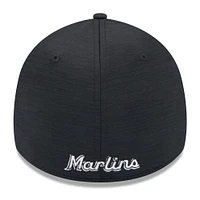 Casquette Flex Fit Miami Marlins 2024 Clubhouse 39THIRTY New Era noire pour hommes