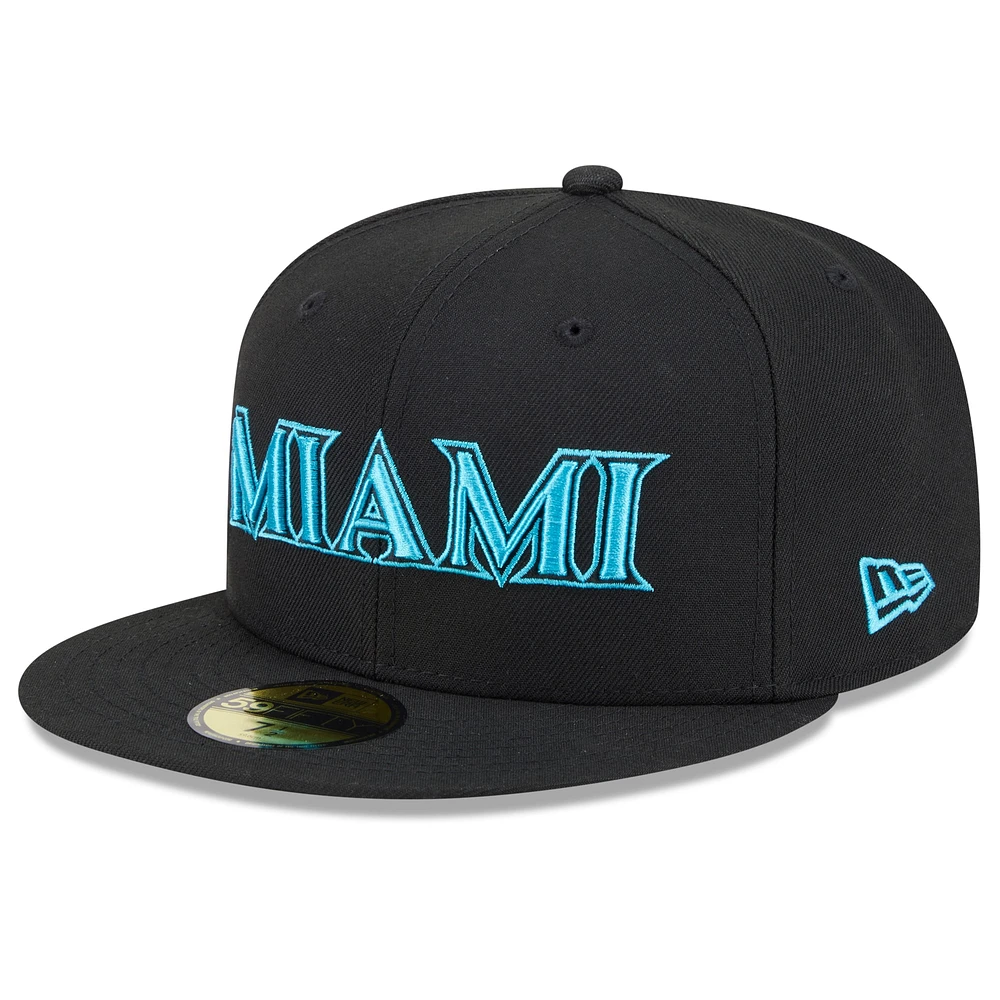 Men's New Era Black Miami Marlins 2025 City Connect 59FIFTY Fitted Hat